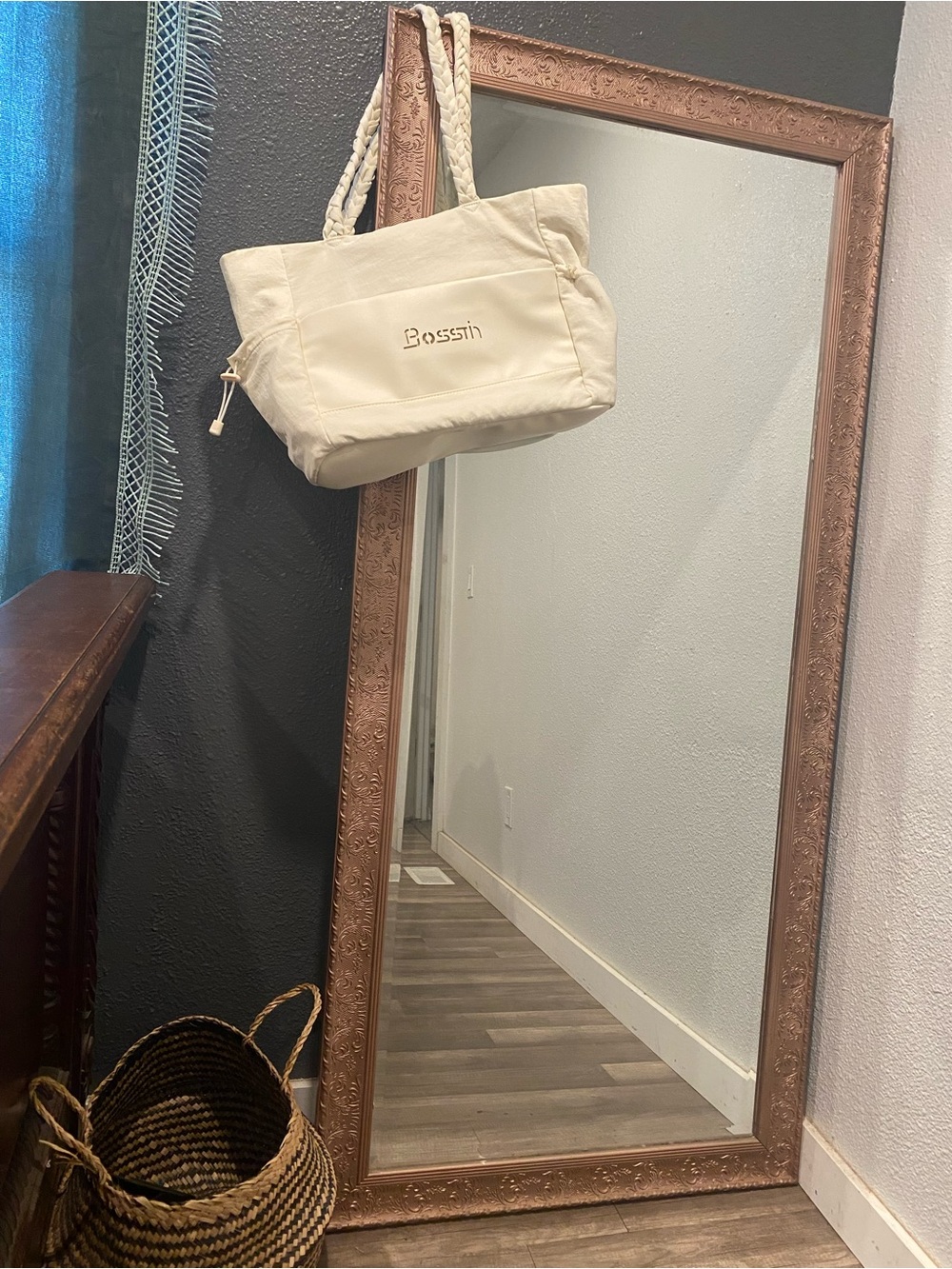 Boss Cream Quilted Tote with Braided Shoulder Handles - Picture 2 of 6